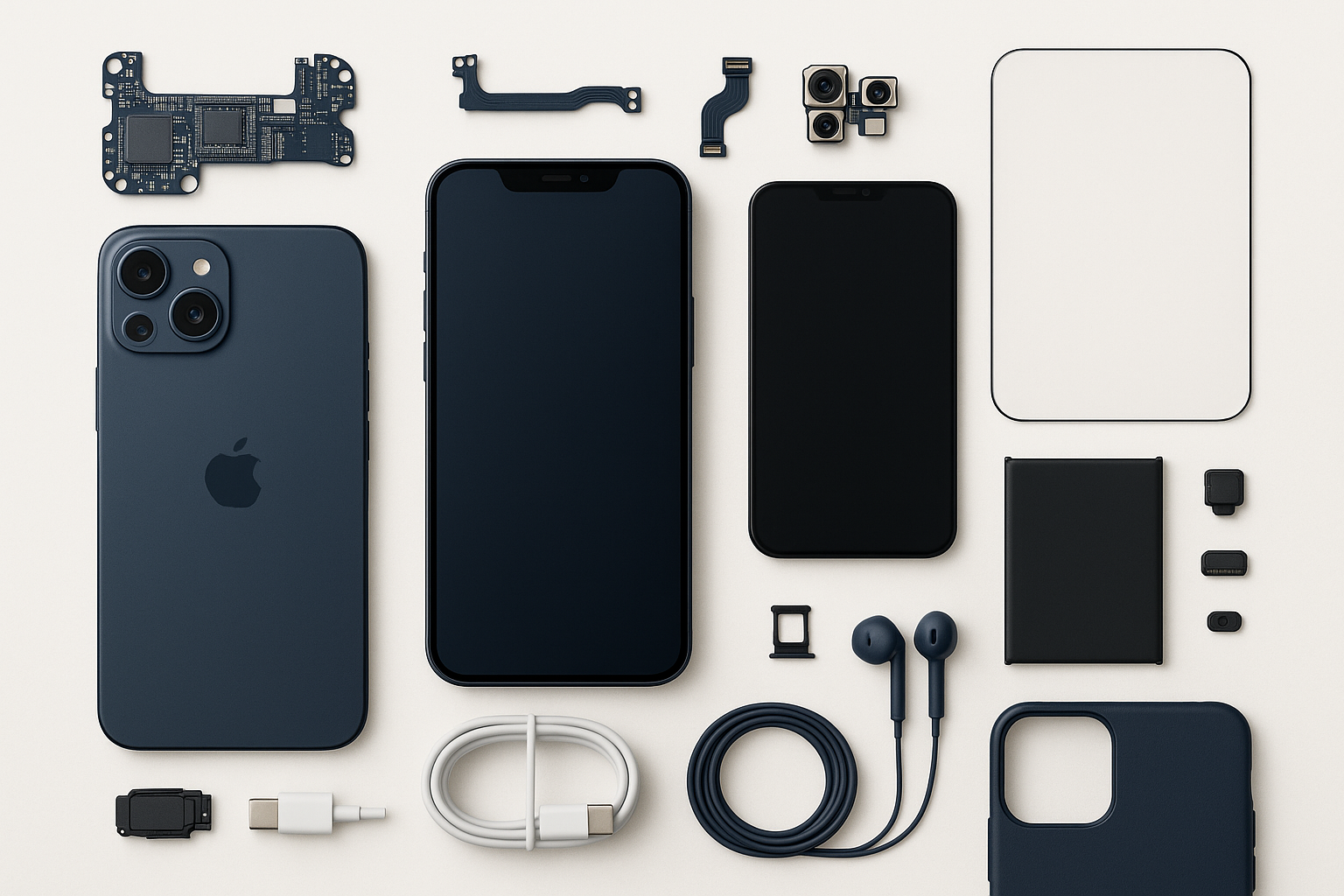 also include the spare parts such as pcb, charging flex, back panel, lcd, etc which are used to make a phone